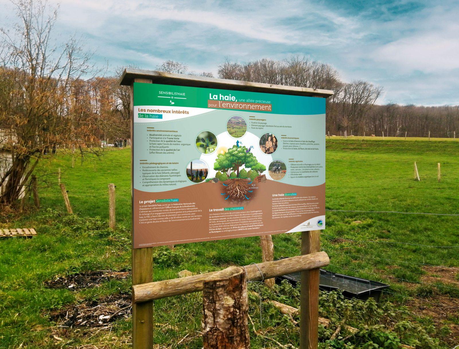 Panneau Senssibilis'haie pour lutter contre la perte de biodiversité