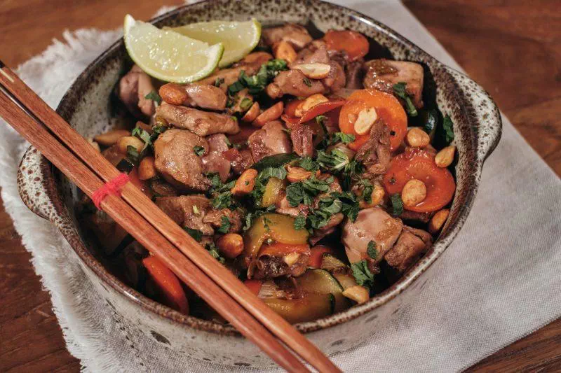 Wok de faisans aux légumes